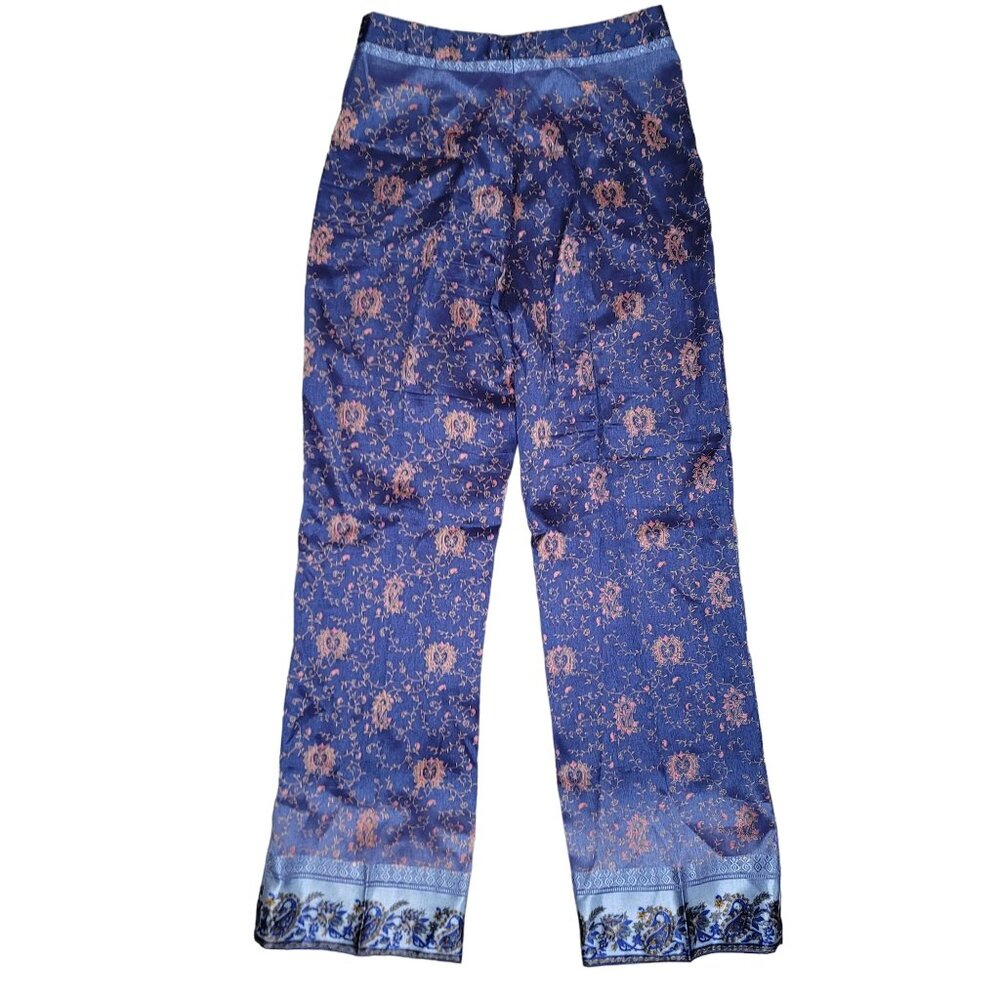 Vintage Love Shack Club Floral Satin Pants boho loose casual pants Size 42